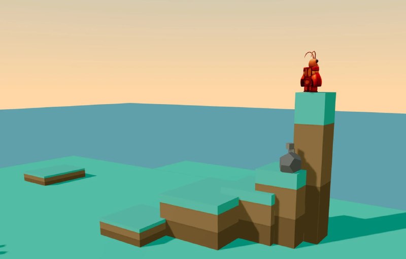 Bipedal humanoid robot powered by Claude exploring a simulated island terrain