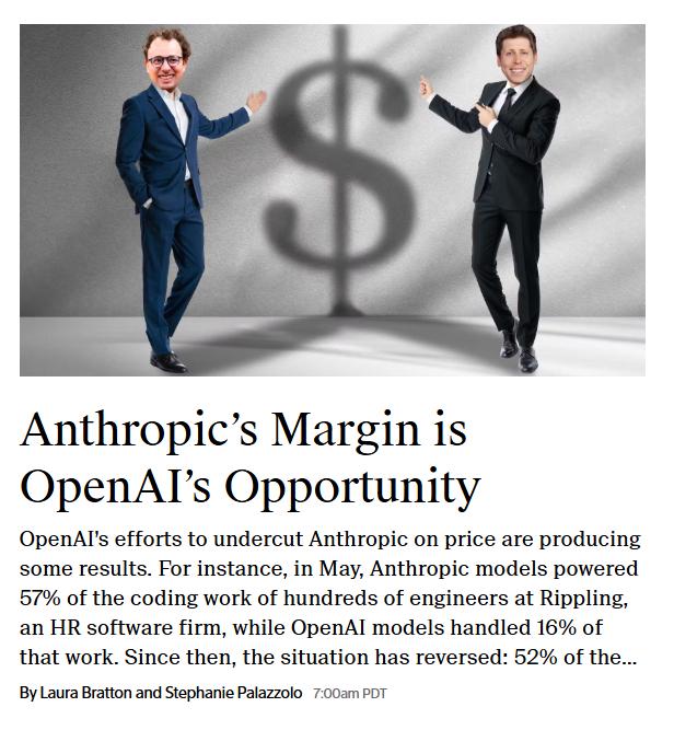 The Information reports on OpenAI offering steep discounts to win enterprise customers from Anthropic