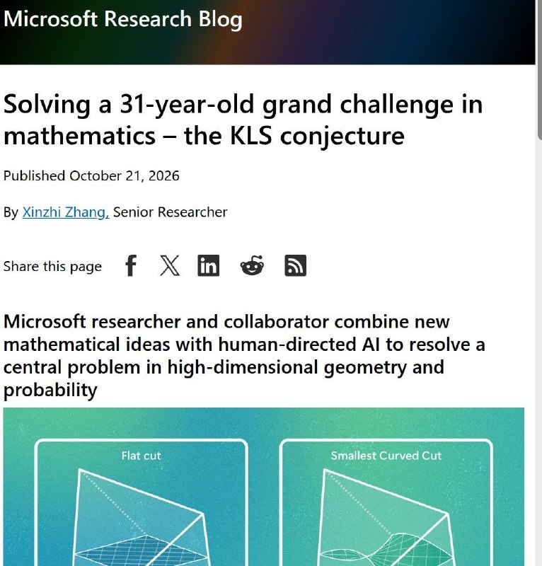Microsoft Research proof of the KLS conjecture