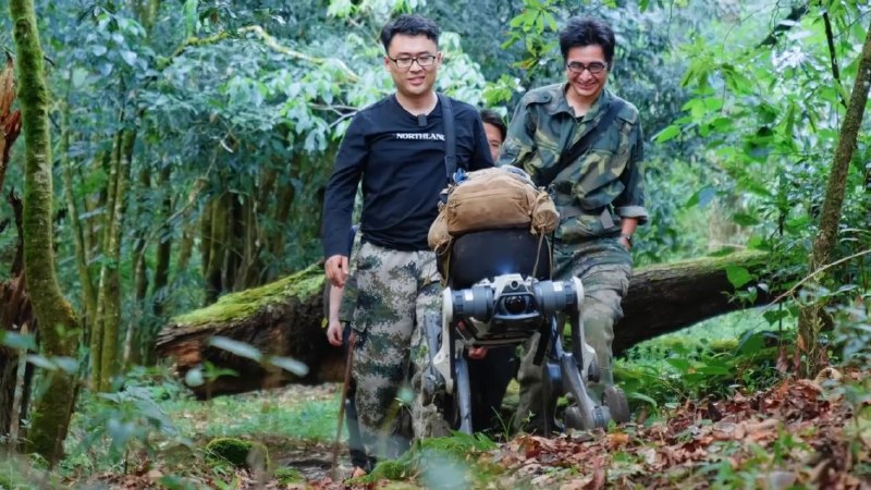 DEEP Robotics Lynx M20S quadruped robot dog carrying equipment on mountain trails